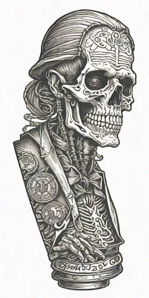 Mobster Skelton Flipping Coin