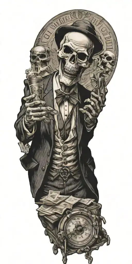 Mobster Skelton Flipping Coin