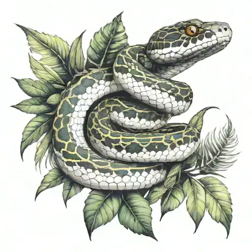 Snake In A Jungle With Thorns Growing
