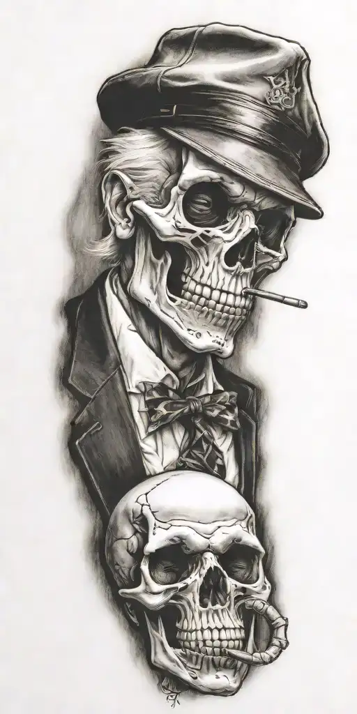Mobster Skelton Flipping Coin