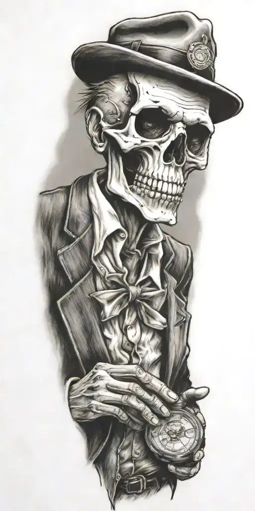 Mobster Skelton Flipping Coin