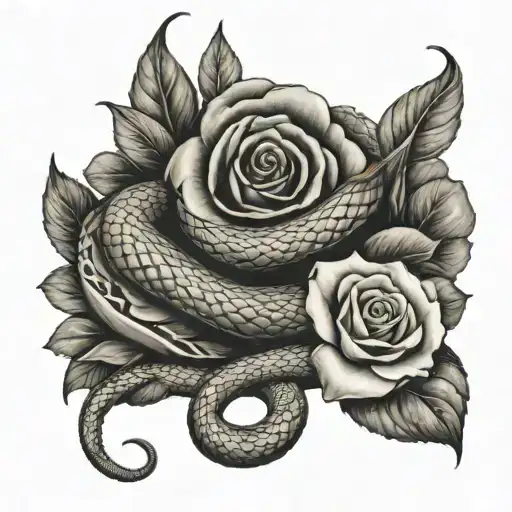 A Snake Surrounding A Rose