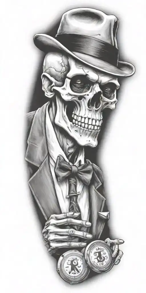 Mobster Skelton Flipping Coin