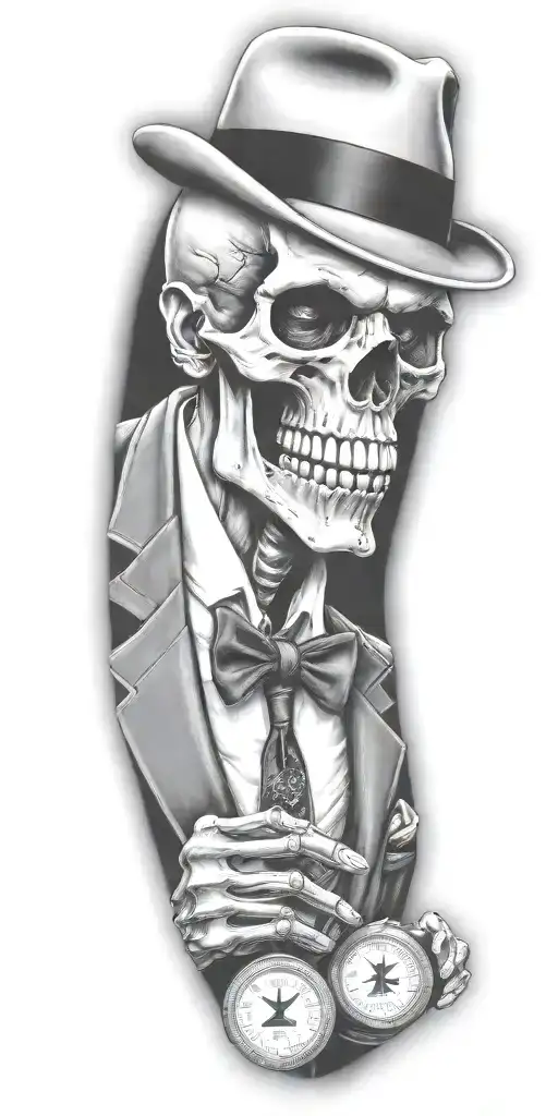 Mobster Skelton Flipping Coin