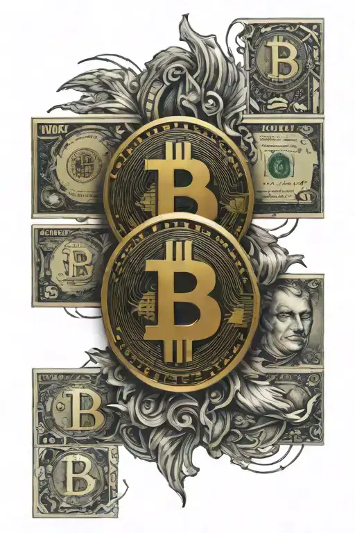 Bitcoin Gold And Dollar Representing Freedom