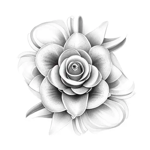 Lily Flower Whole Flower With Geometric Elements