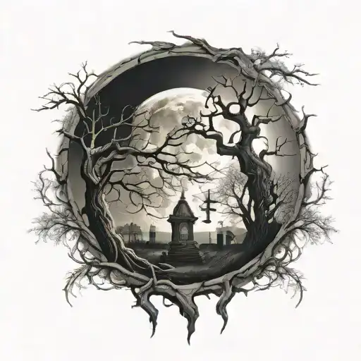 Graveyard Full Moon Merging Together