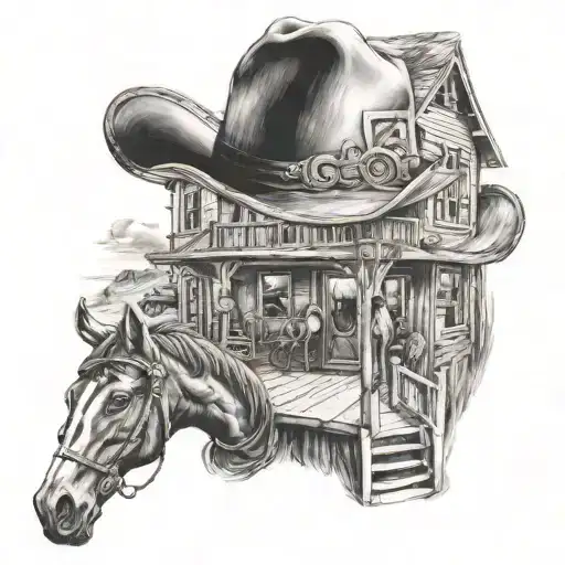Western Sleeve With Saloon Scene