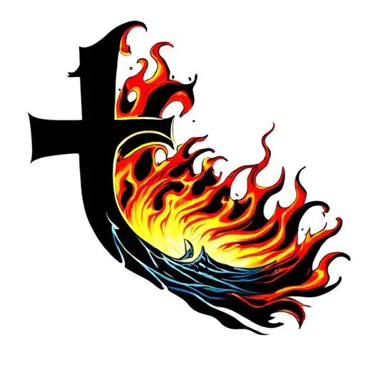 Waves And Flames With A Cross