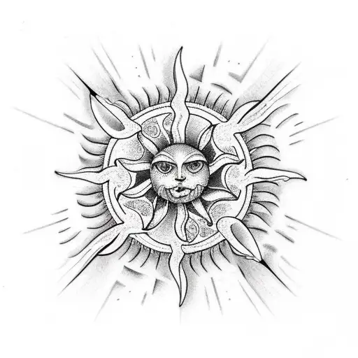 Sea With Three And Sun