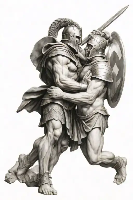 Atlas And A Spartan Holding A Shield