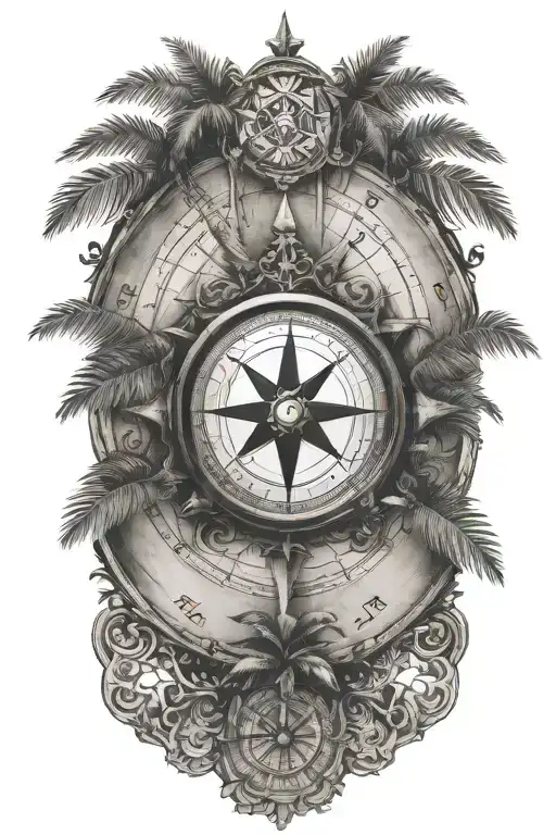 Symmetrical Compass With Palms