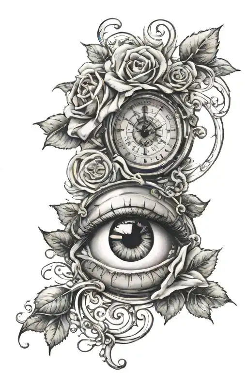 Eye Clock Rose Intertwined
