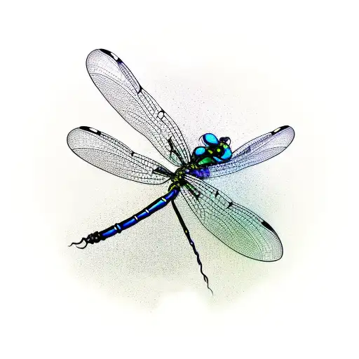 Dragonfly Emerged From Nymph On Blade Of Grass By Water