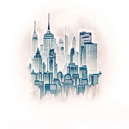 Cyber-samurai New York Skyline And Basketball