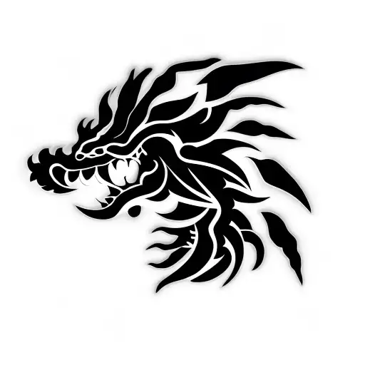 A Dragon Head Without Black Fill