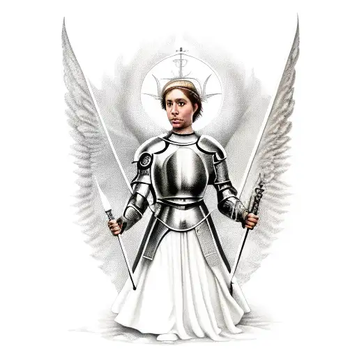 Saint Joan Of Arc With A Dragon