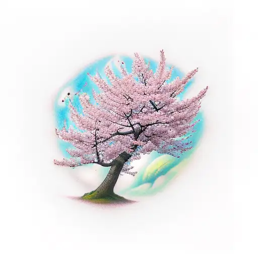 Cherry Blossom Tree In Space