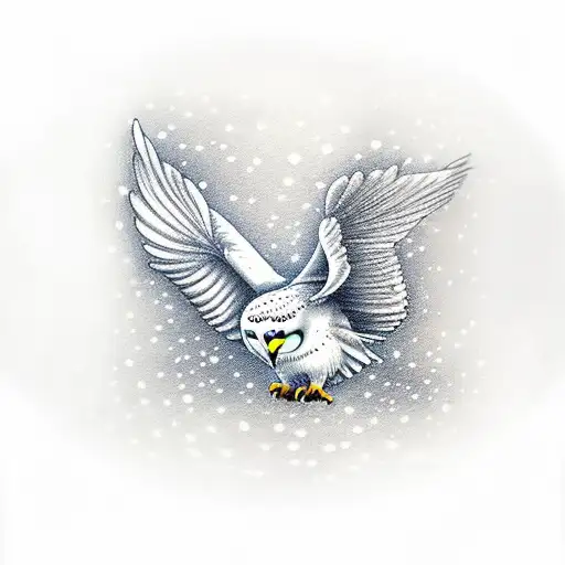 Snow Owl With A Lantern At Its Feet