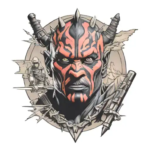 Darth Maul Star Wars Characters Surrounded My Mountain Range