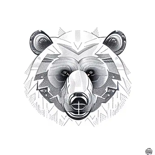 Bear Face With Trees In Background