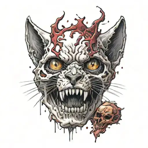 Skull Blood Cat Playing