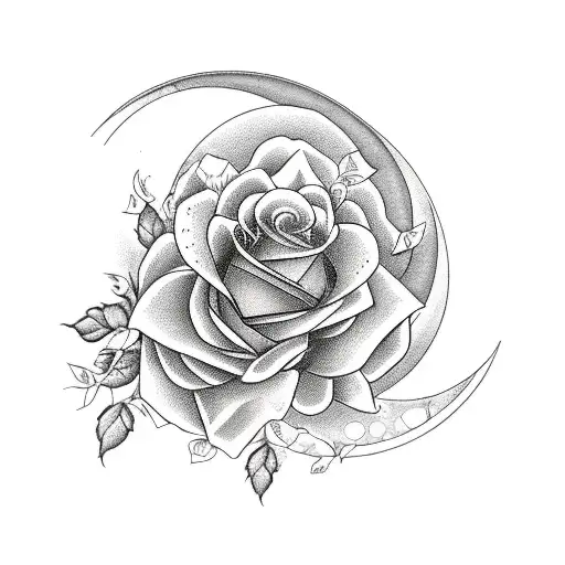 Moon With Roses And Angel