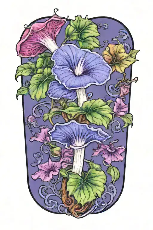 Morning Glory Vine On A Mushroom