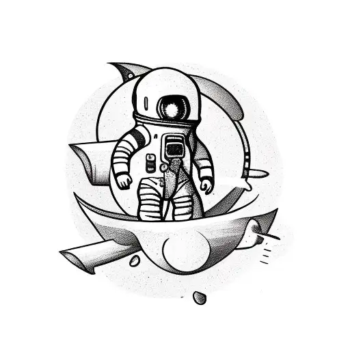 Astronaut With Archery Bow And Rocket