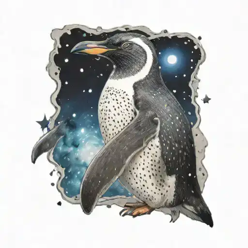 Penguin Look Ing At The Stars
