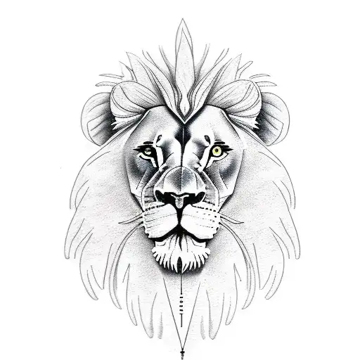 Lion Head With Trees