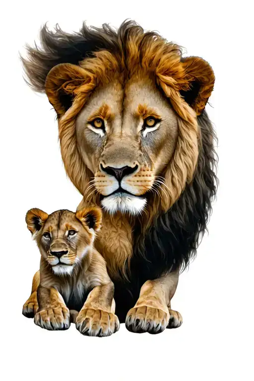 Lion With Lion Cub