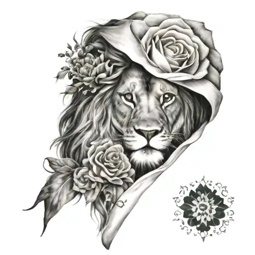 Lion With Flowers Wrapped