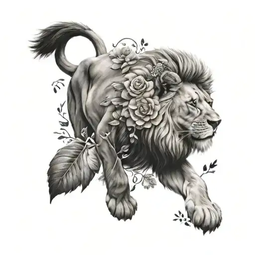 Lion With Flowers