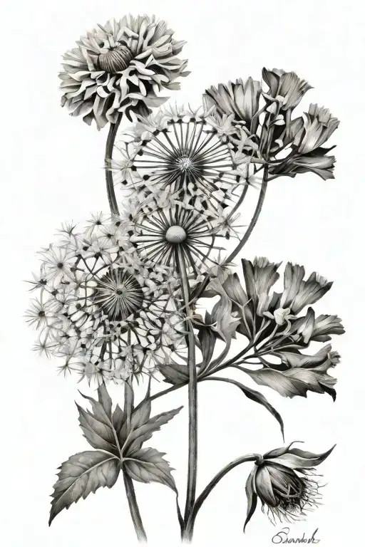 Dandelion Cornflower And Poppy Flower