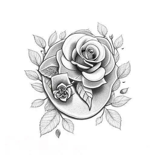 A Tree With A Few Leaves And In It Sits A Cardinal With A Rose And A Lily In Its Beak