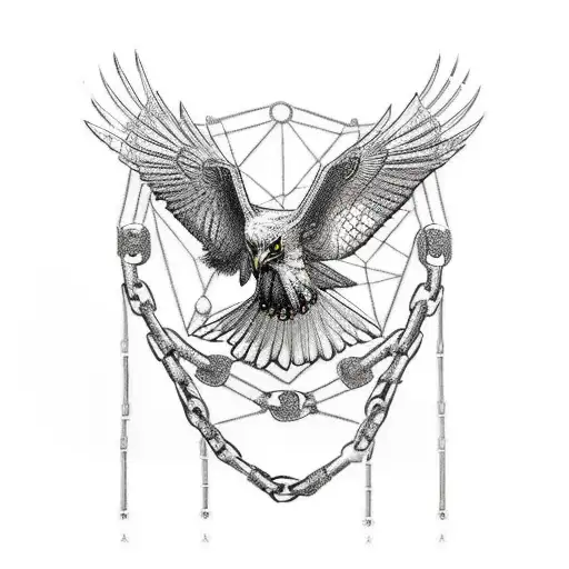 Hawk Holding Chains Back