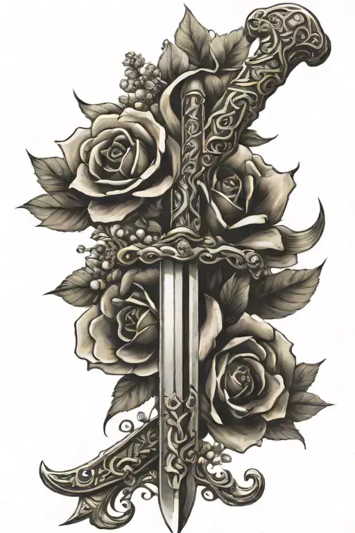 Feminine Sword With Flowers Intertwined