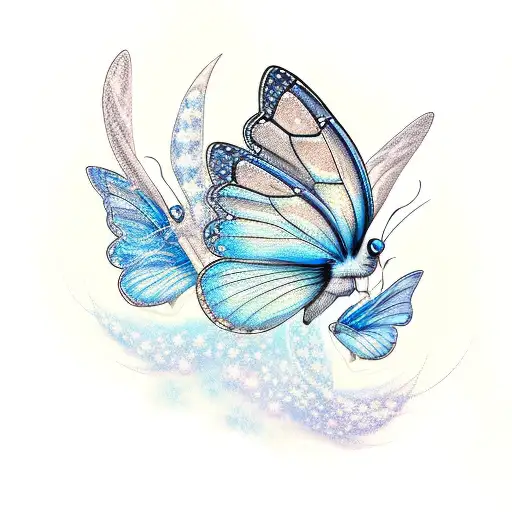 Curvy Blue Fairy With Butterfly Wings