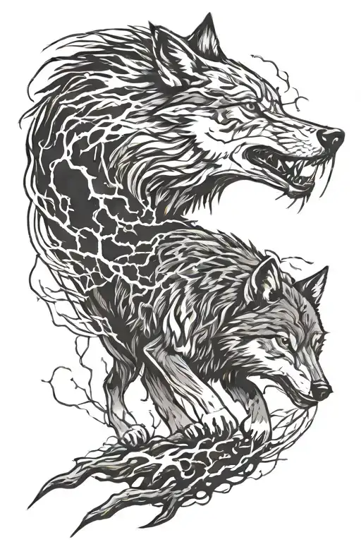 Wolf And Lightning Storm