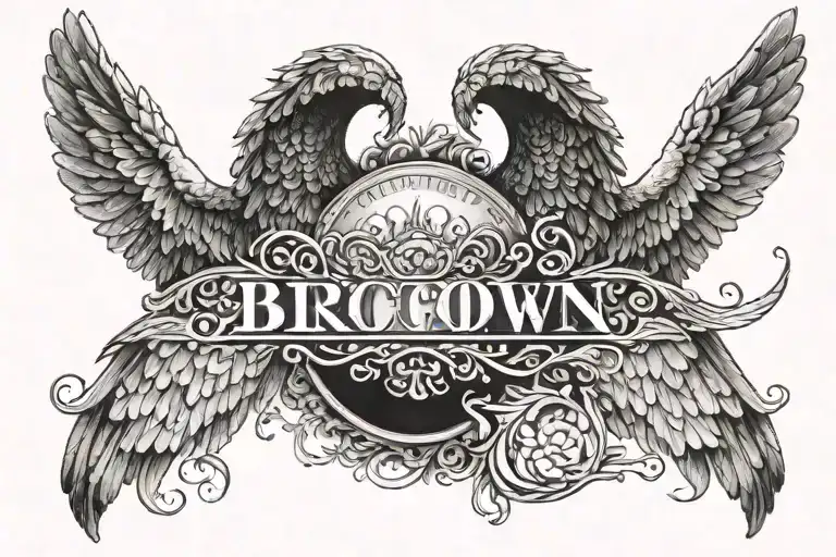 Angle Wings With Grown And The Word Black Written In Centre Of Wings