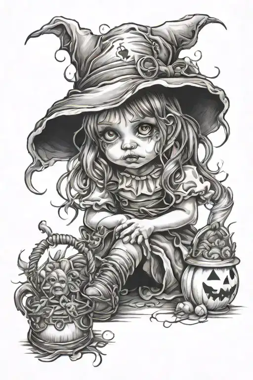 Trick Or Treat Little Girl Looking Ahead