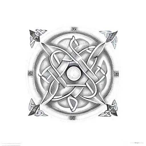 Unalome With Henna Inspired Faith Zibu Symbols And Celtic Designs