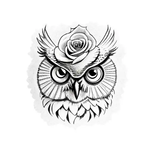 Owl Head With Roses
