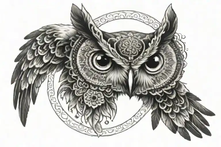 Owl With Mandala Design Incorporating