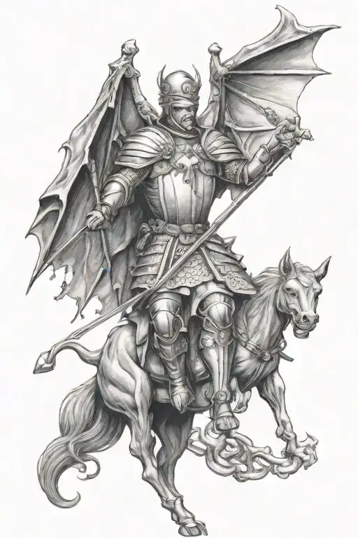 Saint George The Victorious And Above Him An Evil Bat With A Chain