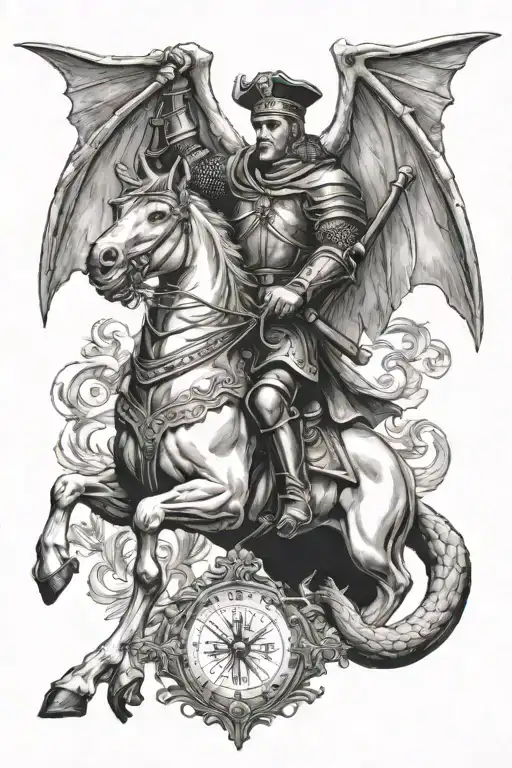 Saint George The Victorious And Above Him An Evil Bat With A Beret