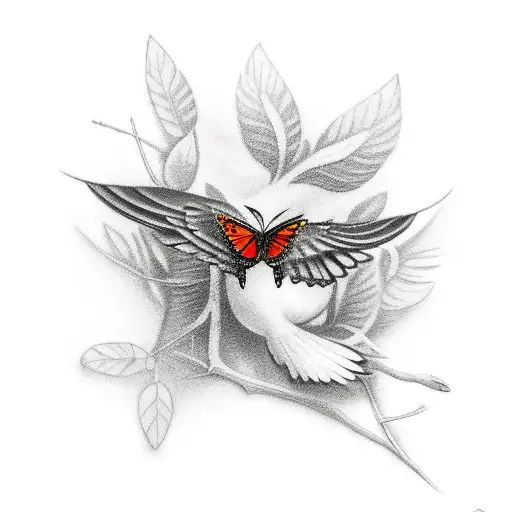 Crow With Butterflies