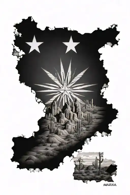 Arizona Mountains With Arizona Flag As The Sky