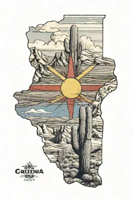 Arizona Mountains With North Carolina Flag As Sky